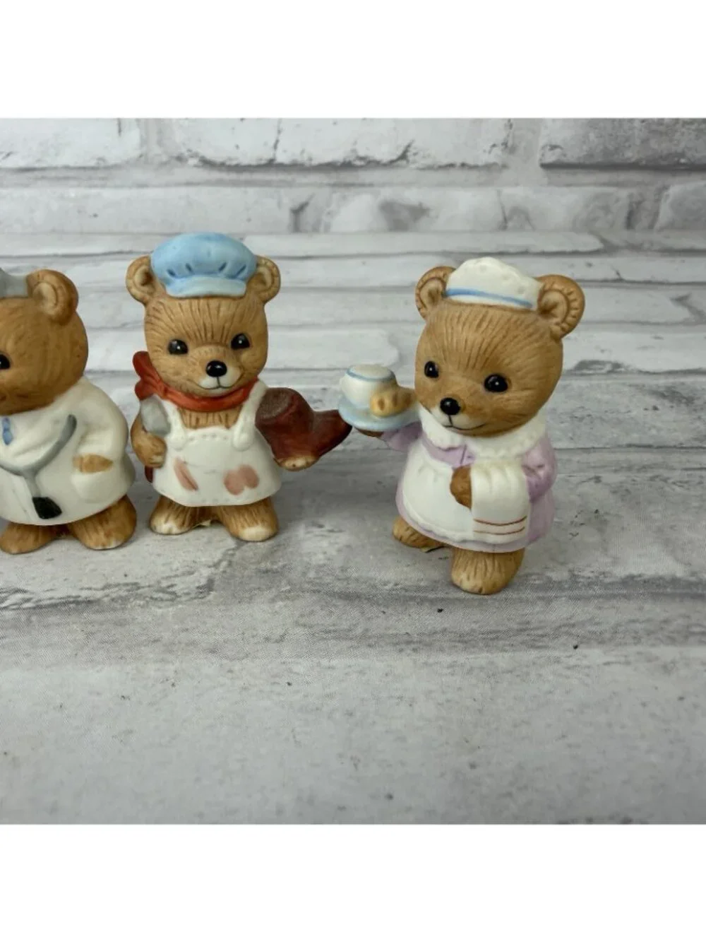 Homco 8820 Ceramic Occupational Career Bears Figurines Set of 4